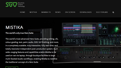 Mistika software interface displayed on monitors next to a hardware control surface.