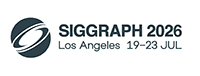 SIGGRAPH 2026 logo with a circular swirl icon and text for Los Angeles, 19-23 JUL.