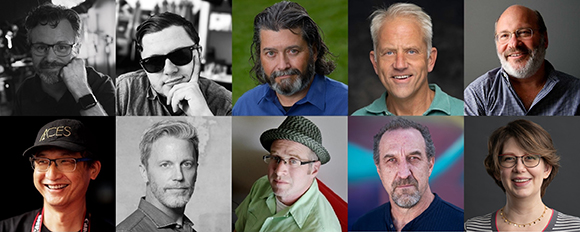 A grid of ten diverse portrait headshots of various individuals.