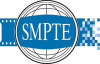 SMPTE logo featuring white text on a blue band across a globe icon.