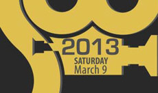 Yellow graphic with the text 2013, Saturday, March 9 on a black background.