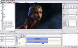 A software interface showing a 3D animated girl with blonde hair on a video preview screen.