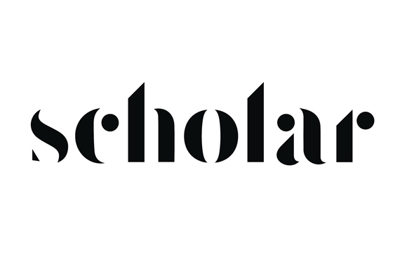 The word scholar written in a black, stylized, serif font against a white background.