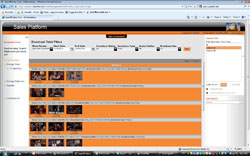 A web browser displaying a sales platform dashboard with orange and white interface elements.