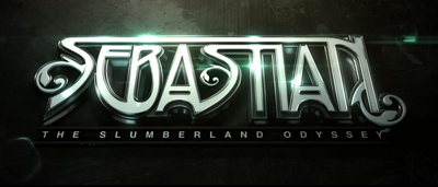 Metallic 3D text reading 'SEBASTIAN' above 'THE SLUMBERLAND ODYSSEY' on a dark, textured background.