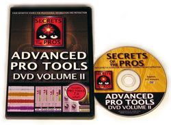 A DVD case and a matching disc for Secrets of the Pros Advanced Pro Tools DVD Volume II.