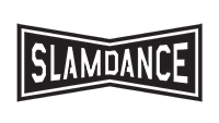 Black and white logo with the word SLAMDANCE in white capital letters inside a rectangular frame.