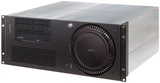 A silver rectangular computer tower with a black front panel featuring a large circular fan vent.
