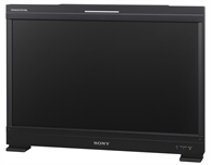 A black Sony widescreen monitor with a thick bezel and stand.