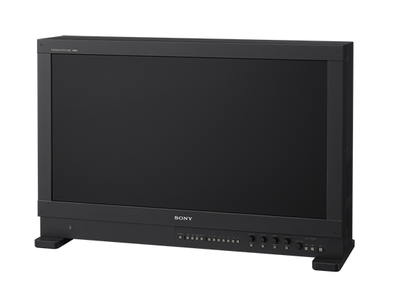 A black Sony Trinitron professional monitor with a large screen and control buttons on the bottom bezel.