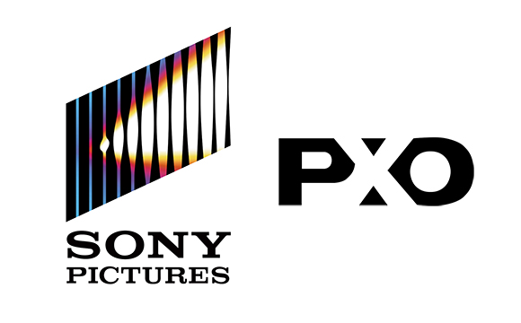 Sony Pictures logo with a colorful striped graphic and the PXO logo in black text.