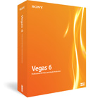 An orange software box for Sony Vegas 6 Professional Video and Audio Editor.