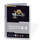A software box for Sorenson Squeeze 4.5 featuring a mechanical device illustration on a black and grey background.