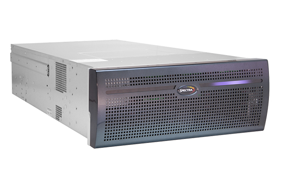 A silver Spectra server rack unit with a perforated front panel on a white background.