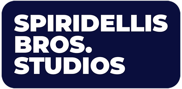 White text reading SPIRIDELLIS BROS. STUDIOS on a dark blue background.