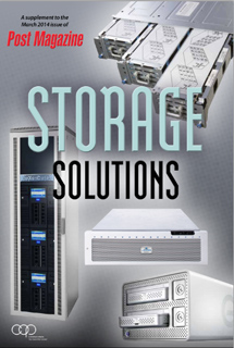 Magazine cover for Storage Solutions featuring server racks and hardware components on a gray background.