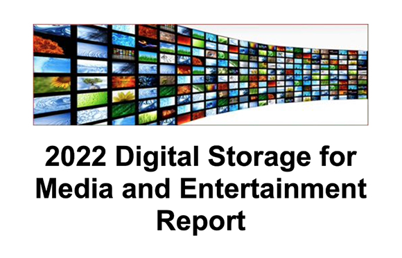 A grid of colorful digital media screens curving into the distance above report title text.