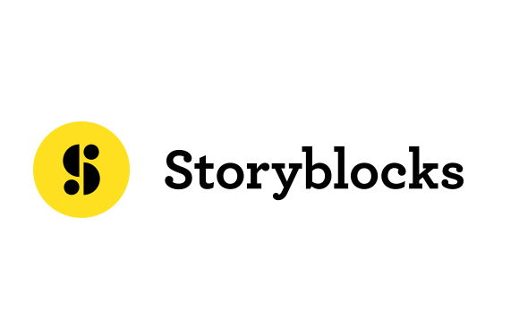 Storyblocks logo featuring a black stylized 'S' inside a yellow circle next to the word Storyblocks in black text.