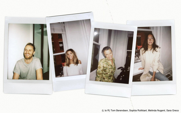 Four Polaroid snapshots of four different smiling people arranged in a row on a white background.