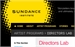 Yellow graphic with Sundance Institute logo and navigation menu on a black background.