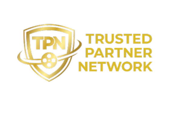 Gold shield logo with TPN text and a film reel icon, next to the words TRUSTED PARTNER NETWORK.