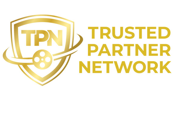 Gold shield logo containing TPN and a film reel, next to the text TRUSTED PARTNER NETWORK.