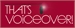 Red logo with white text reading 'THAT'S VOICEOVER!' and a small microphone icon.