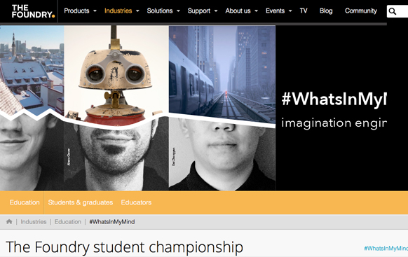 Website banner showing split images of faces and creative digital art with the hashtag #WhatsInMyMind.