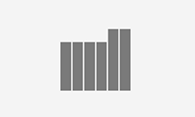 A simple gray bar chart with five vertical bars of varying heights on a light gray background.