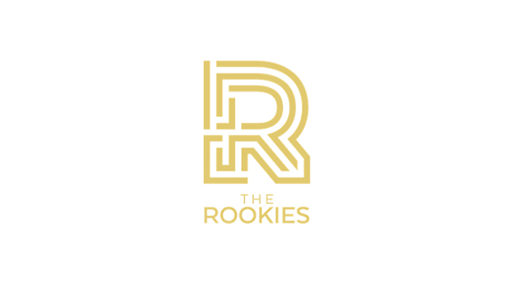Gold geometric letter R above the text THE ROOKIES on a white background.