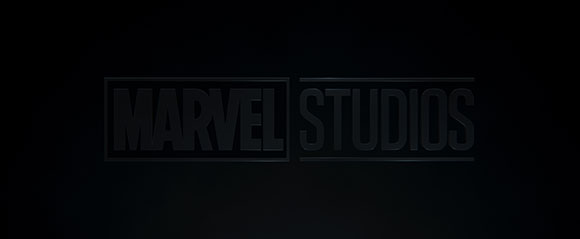 Marvel Studios logo in dark, embossed lettering against a black background.