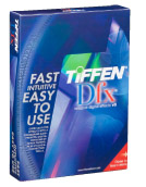 A blue software box for Tiffen Dfx digital effects with text reading Fast, Intuitive, Easy to Use.