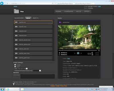 Software interface showing a file list on the left and a video preview of a forest scene on the right.