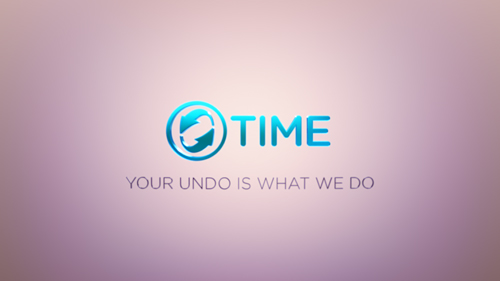 Blue TIME logo with a circular arrow icon and the text 'YOUR UNDO IS WHAT WE DO' on a purple gradient background.