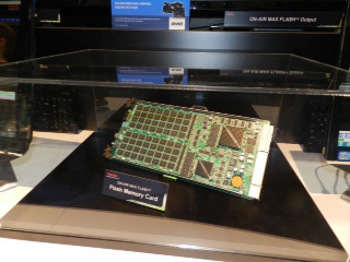 Large circuit board with many green chips and components, labeled 'ON-AIR MAX FLASH Memory Card'.