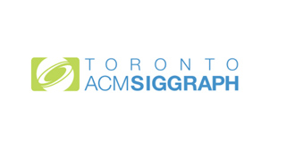 Green icon with white swirls next to blue text reading TORONTO ACM SIGGRAPH.