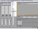 A digital audio workstation interface showing mixer tracks and an open File menu.