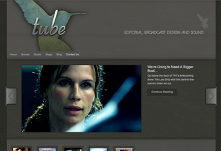 Website header with a bird logo and a featured video thumbnail of a woman's face.