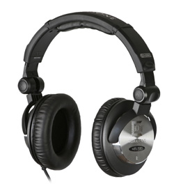 Black over-ear headphones with padded headband and ear cups against a white background.