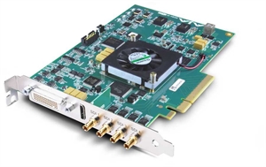 A green printed circuit board with a small black cooling fan and various gold-colored connectors.