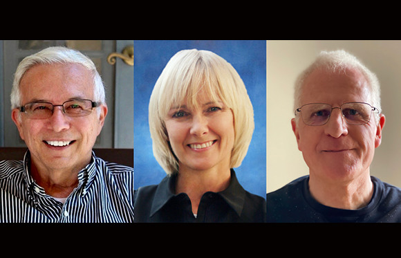 Three headshots of a man in a striped shirt, a woman with blonde hair, and a man with glasses.