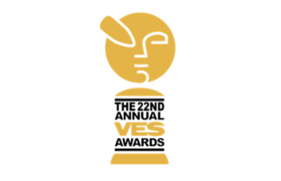 Gold logo for The 22nd Annual VES Awards featuring a stylized face icon.