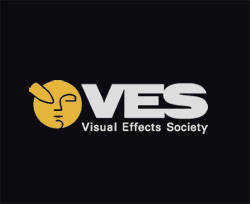 Yellow circular icon with a stylized face next to the white letters VES and the text Visual Effects Society.