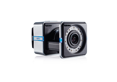 Two silver and black Vero brand cameras positioned next to each other on a white background.
