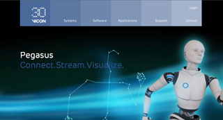 A humanoid robot stands next to a constellation graphic on a dark blue background with the text Pegasus.