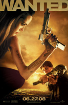 A woman holds a handgun upward while a man in the background aims a weapon toward the viewer.