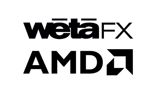 Black Weta FX and AMD logos on a white background.