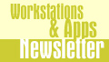 Graphic with text "Workstations & Apps Newsletter" in yellow and white.