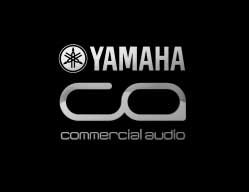 Yamaha logo above the text Commercial Audio on a black background.