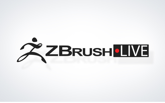 Black ZBrush Live logo featuring a stylized human figure and text on a light gray background.